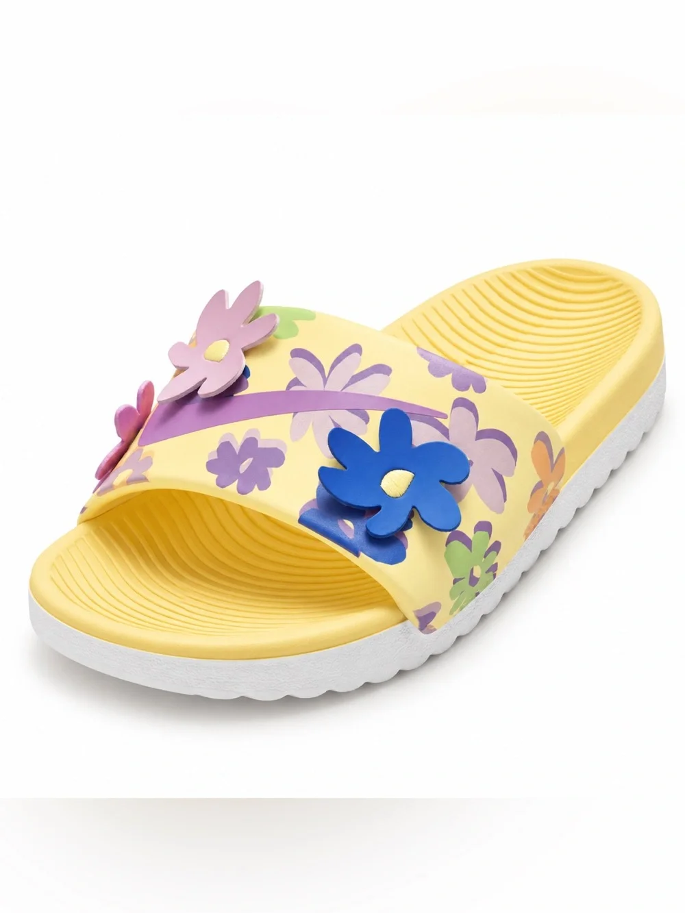 Nike Kawa Kids Yellow Floral Slide Sandals Size 1